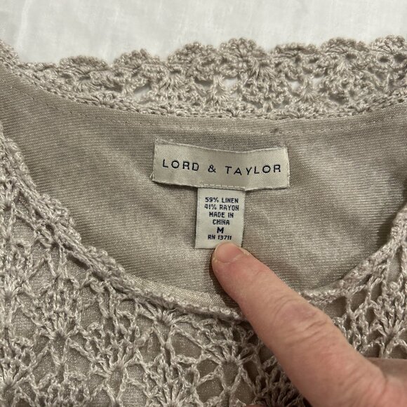VTG Y2K Lord Taylor Womens M Crochet Lace Top Vest Linen Boho Hippie Cottagecore - Picture 6 of 8
